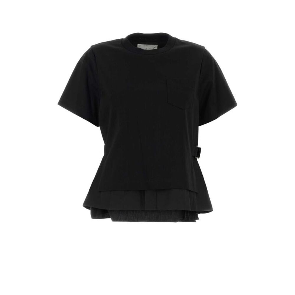 Sacai Women Black Cotton T-Shirt